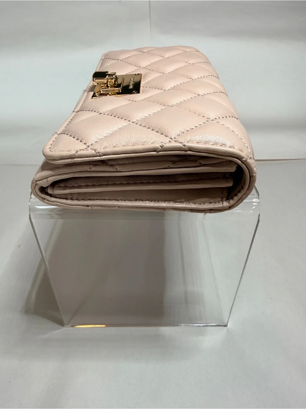Michael Kors Quilted Blush Leather Wallet with Gold Hardware